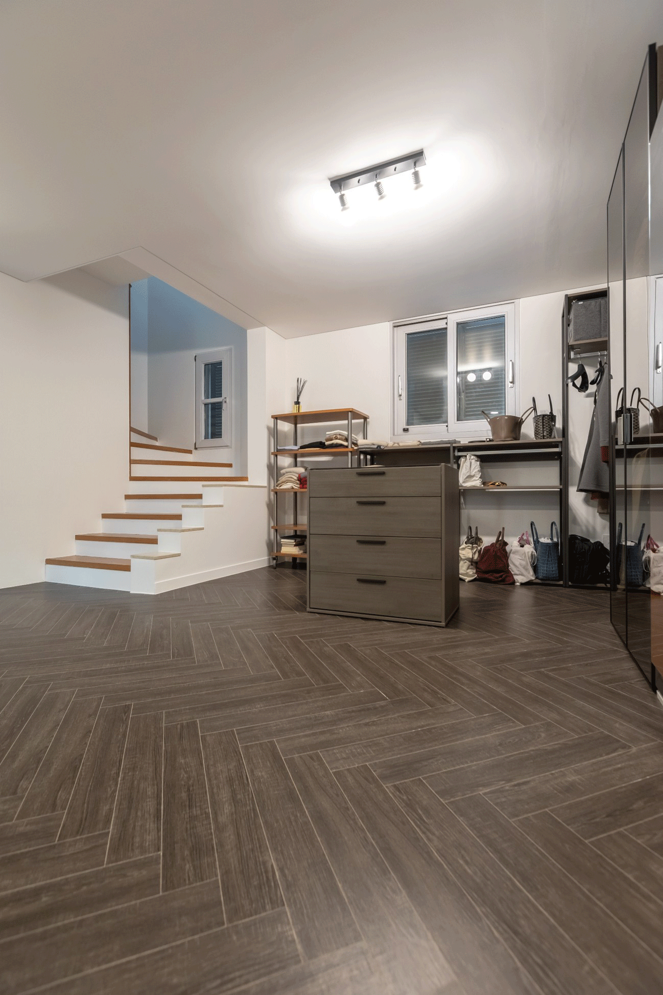 Minimalist basement interior